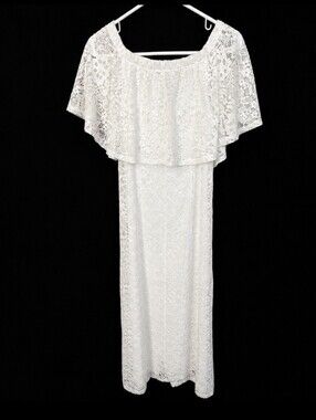 Chelsea Taylor Elegant White Lace Midi Dress Small (5921)